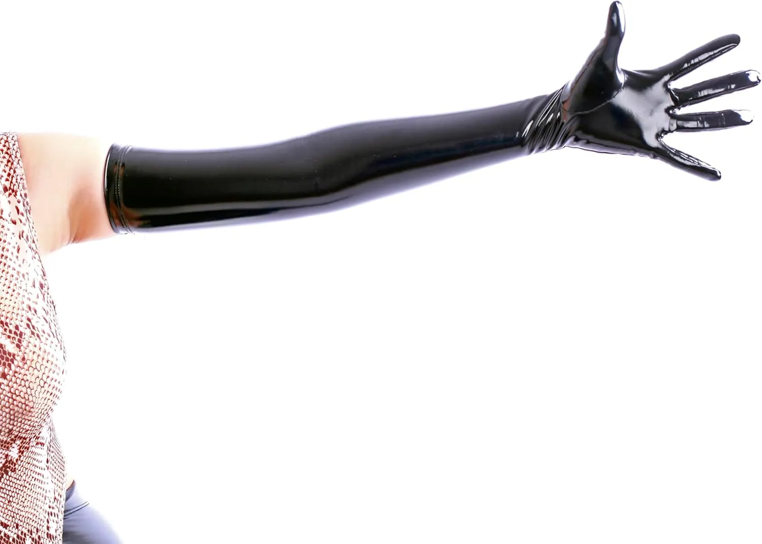 Women's Shiny Long Gloves Faux Leather Wet Look Arm Length Gloves for Ladies