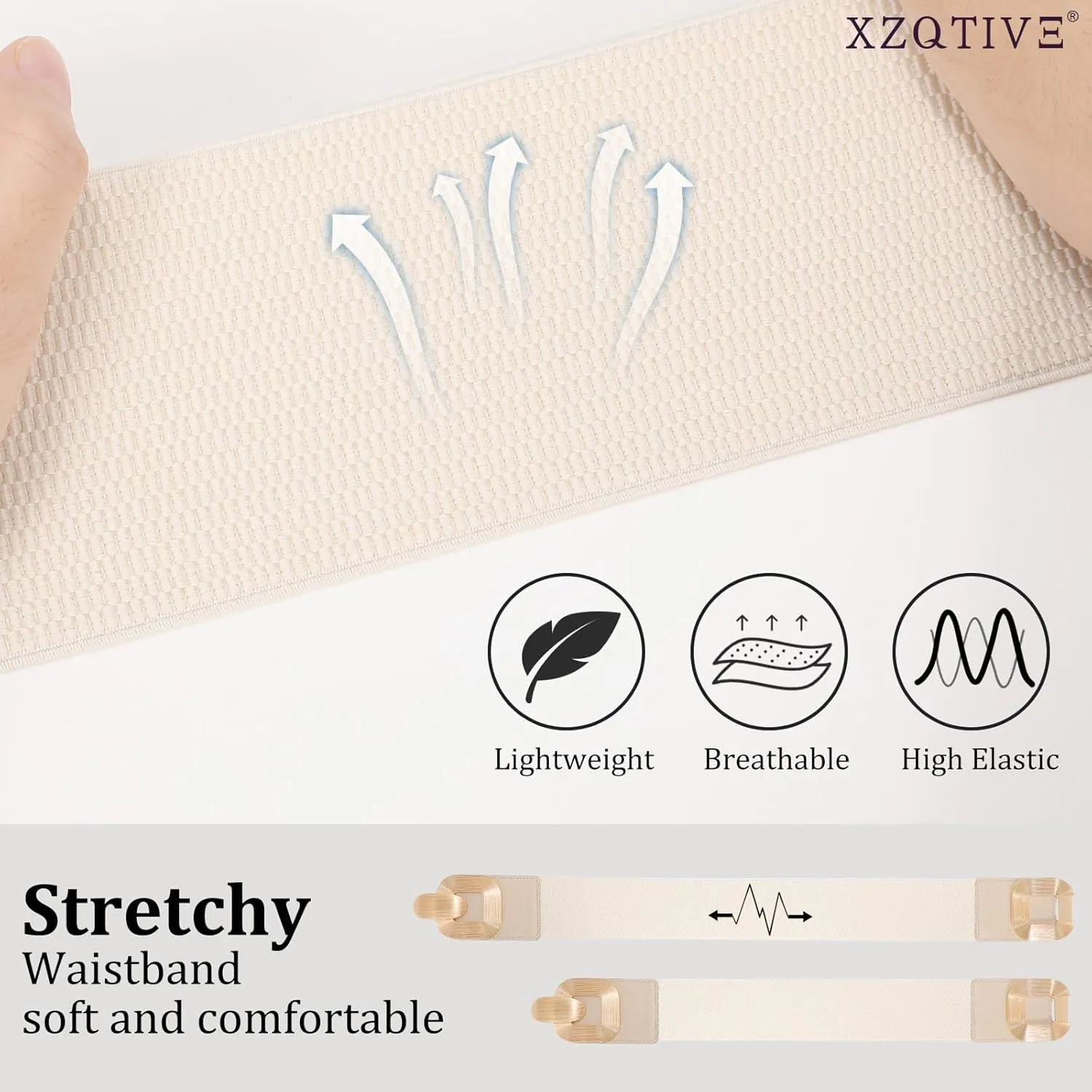 XZQTIVE Women Wide Elastic Belts for Dress Fashion Stretchy Waist Belts for Ladies with Gold Buckle