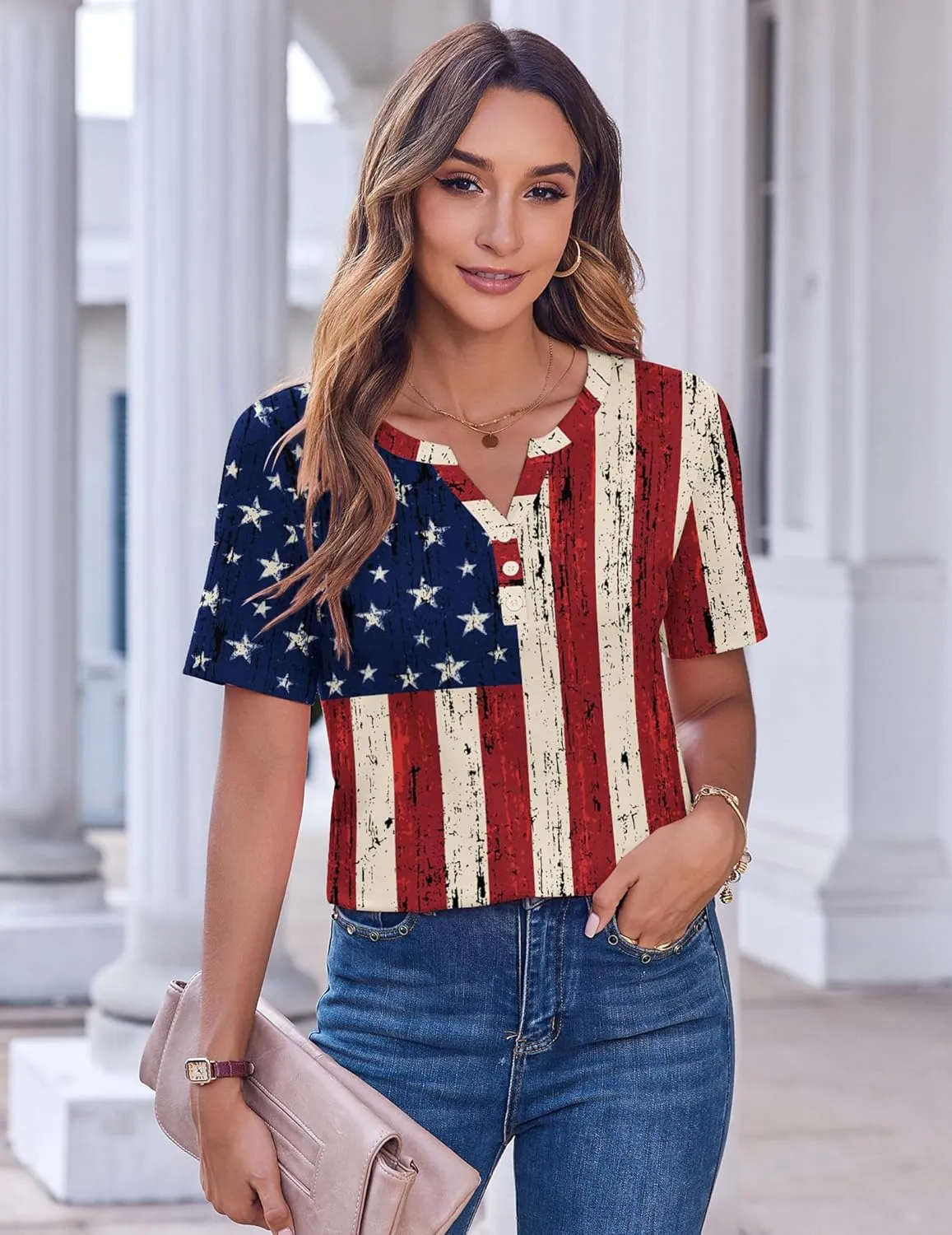 Zeagoo Womens Summer Tops Casual Short Sleeve V Neck Shirts Business Dressy Work Blouses