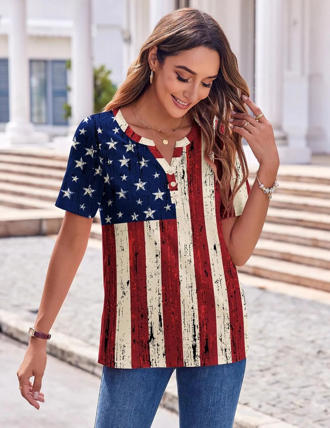 Zeagoo Womens Summer Tops Casual Short Sleeve V Neck Shirts Business Dressy Work Blouses